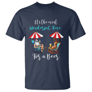 Funny Christmas in July Drinking T Shirt It's The Most Wonderful Time For A Beer TS02 Navy Printyourwear