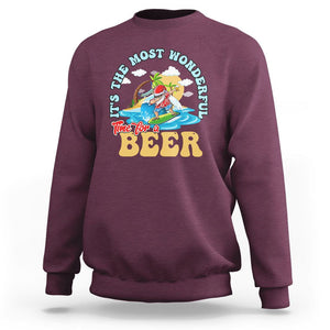 Funny Christmas in July Drinking Sweatshirt It's The Most Wonderful Time For A Beer TS02 Maroon Printyourwear