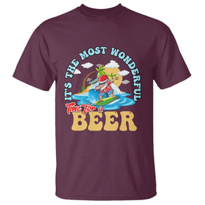 Funny Christmas in July Drinking T Shirt It's The Most Wonderful Time For A Beer TS02 Maroon Printyourwear