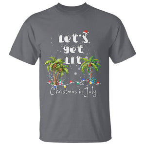 Let's Get Lit Chrismast In July T Shirt Xmas Lights Palm Tree Decoration TS02 Charcoal Printyourwear