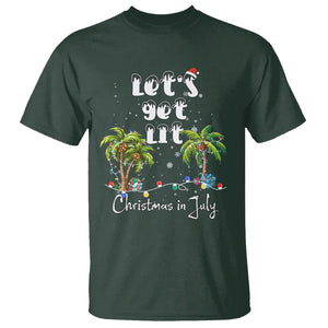 Let's Get Lit Chrismast In July T Shirt Xmas Lights Palm Tree Decoration TS02 Dark Forest Green Printyourwear