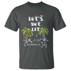 Let's Get Lit Chrismast In July T Shirt Xmas Lights Palm Tree Decoration TS02 Dark Heather Printyourwear