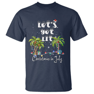 Let's Get Lit Chrismast In July T Shirt Xmas Lights Palm Tree Decoration TS02 Navy Printyourwear