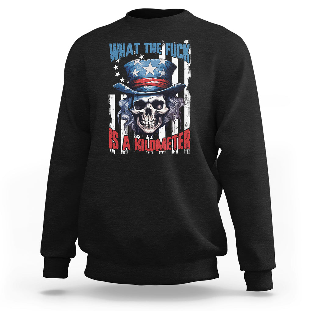 WTF What The Fuck Is A Kilometer George Washington Skull Funny Saying Sweatshirt TS02 Purple Printyourwear