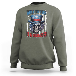 WTF What The Fuck Is A Kilometer George Washington Skull Funny Saying Sweatshirt TS02 Printyourwear