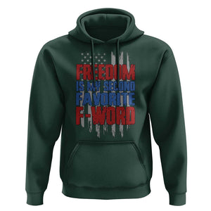 American Patriotic Hoodie Freedom Is My Second Favorite F-Word Retro US Flag TS02 Dark Forest Green Print Your Wear