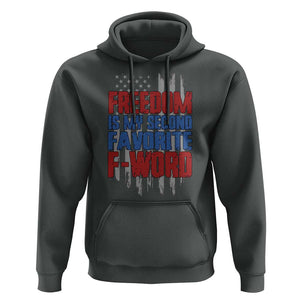 American Patriotic Hoodie Freedom Is My Second Favorite F-Word Retro US Flag TS02 Dark Heather Print Your Wear