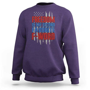 American Patriotic Sweatshirt Freedom Is My Second Favorite F-Word Retro US Flag TS02 Purple Print Your Wear