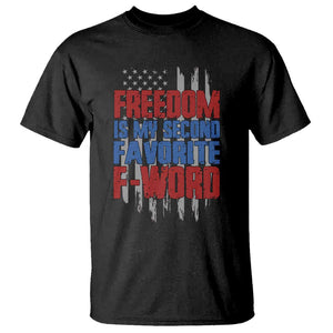 American Patriotic T Shirt Freedom Is My Second Favorite F-Word Retro US Flag TS02 Black Print Your Wear