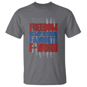 American Patriotic T Shirt Freedom Is My Second Favorite F-Word Retro US Flag TS02 Charcoal Print Your Wear