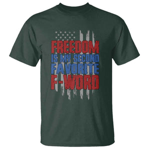 American Patriotic T Shirt Freedom Is My Second Favorite F-Word Retro US Flag TS02 Dark Forest Green Print Your Wear