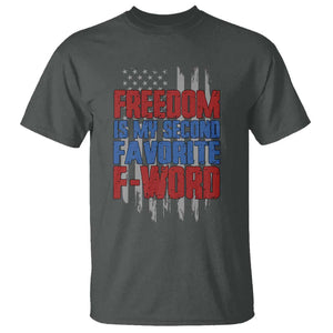 American Patriotic T Shirt Freedom Is My Second Favorite F-Word Retro US Flag TS02 Dark Heather Print Your Wear