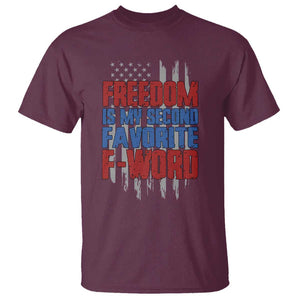 American Patriotic T Shirt Freedom Is My Second Favorite F-Word Retro US Flag TS02 Maroon Print Your Wear