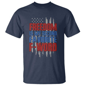 American Patriotic T Shirt Freedom Is My Second Favorite F-Word Retro US Flag TS02 Navy Print Your Wear