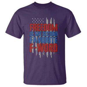 American Patriotic T Shirt Freedom Is My Second Favorite F-Word Retro US Flag TS02 Purple Print Your Wear