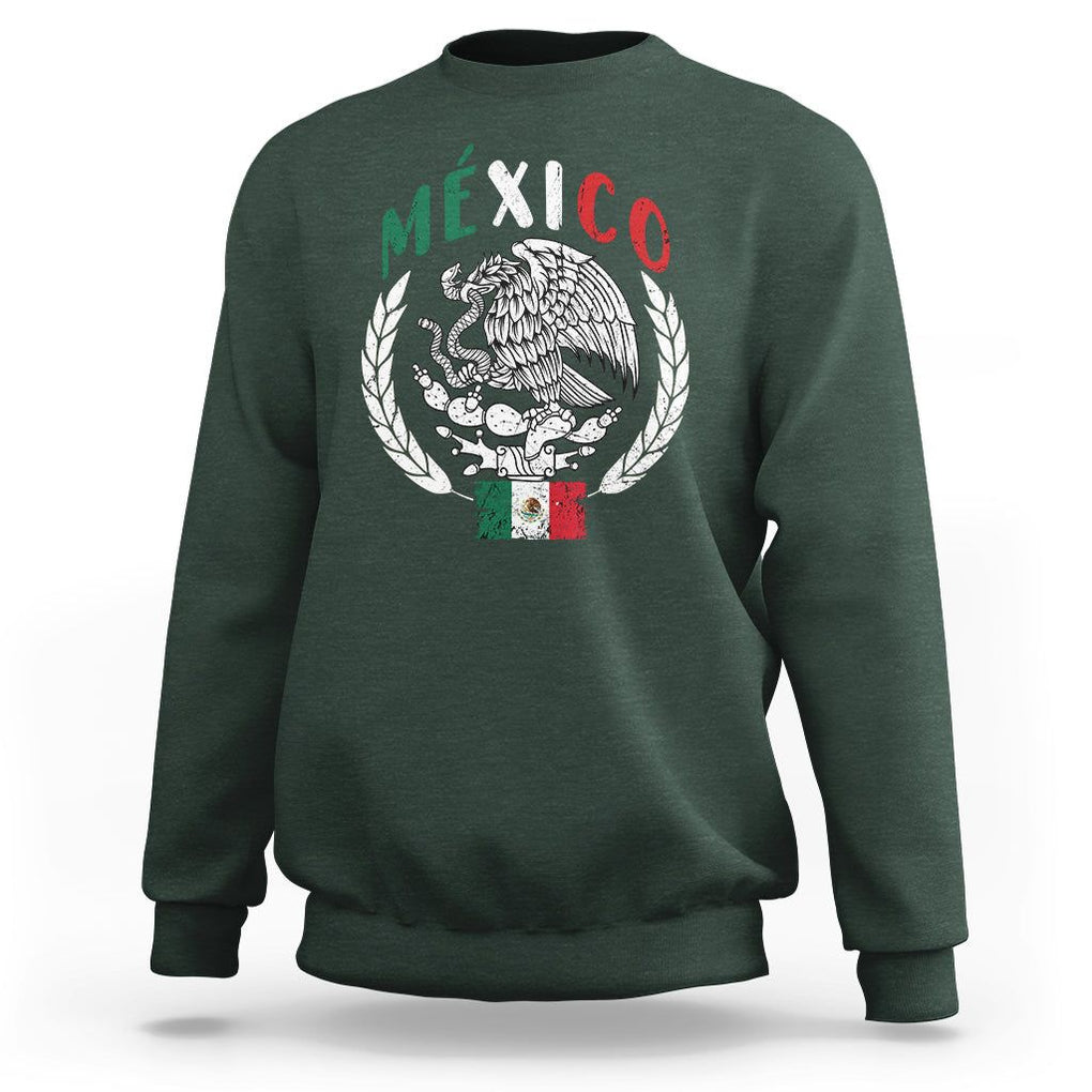 Mexican Flag Eagle Sweatshirt Viva Mexico Latino Hispanic Heritage TS02 Dark Forest Green Printyourwear