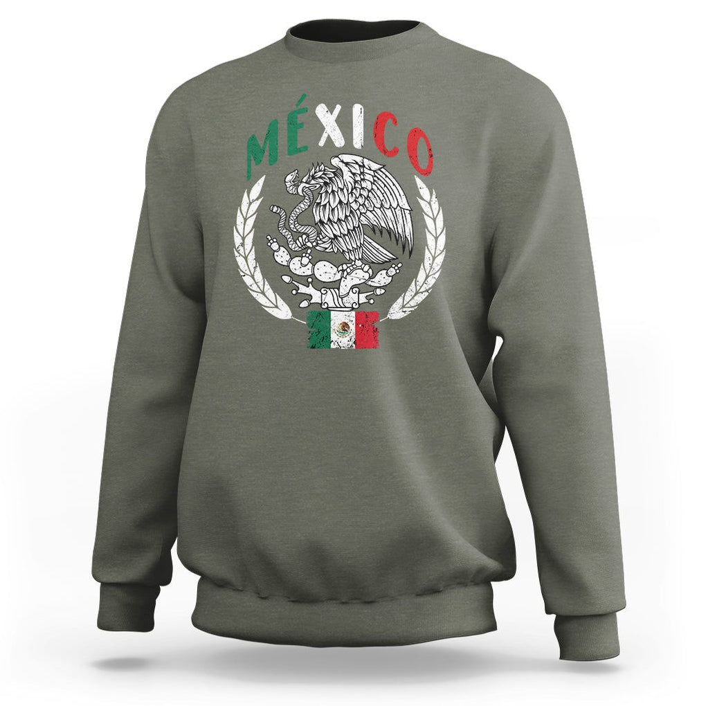 Mexican Flag Eagle Sweatshirt Viva Mexico Latino Hispanic Heritage TS02 Military Green Printyourwear