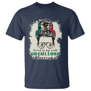 Mexican Girl T Shirt Proud Of My Roots Orgulloso Mexicana Messy Bun Latina Hispanic TS02 Navy Printyourwear