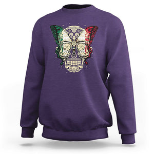 Mexican Sugar Skull Sweatshirt Mexico Flag Butterfly Latino Hispanic Heritage TS02 Purple Printyourwear