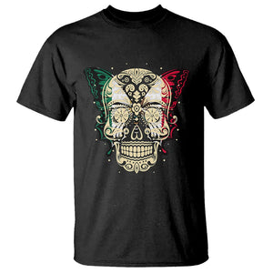 Mexican Sugar Skull T Shirt Mexico Flag Butterfly Latino Hispanic Heritage TS02 Black Printyourwear