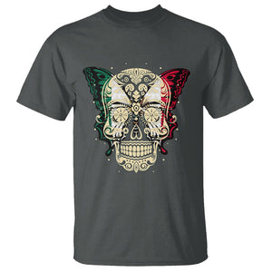 Mexican Sugar Skull T Shirt Mexico Flag Butterfly Latino Hispanic Heritage TS02 Dark Heather Printyourwear