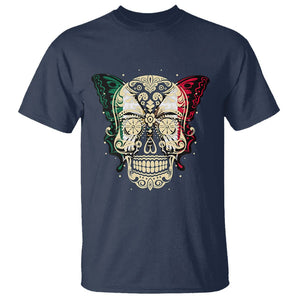 Mexican Sugar Skull T Shirt Mexico Flag Butterfly Latino Hispanic Heritage TS02 Navy Printyourwear