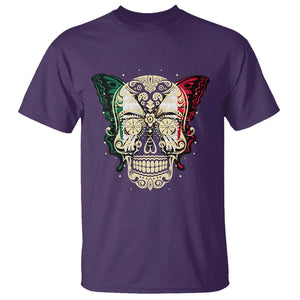 Mexican Sugar Skull T Shirt Mexico Flag Butterfly Latino Hispanic Heritage TS02 Purple Printyourwear