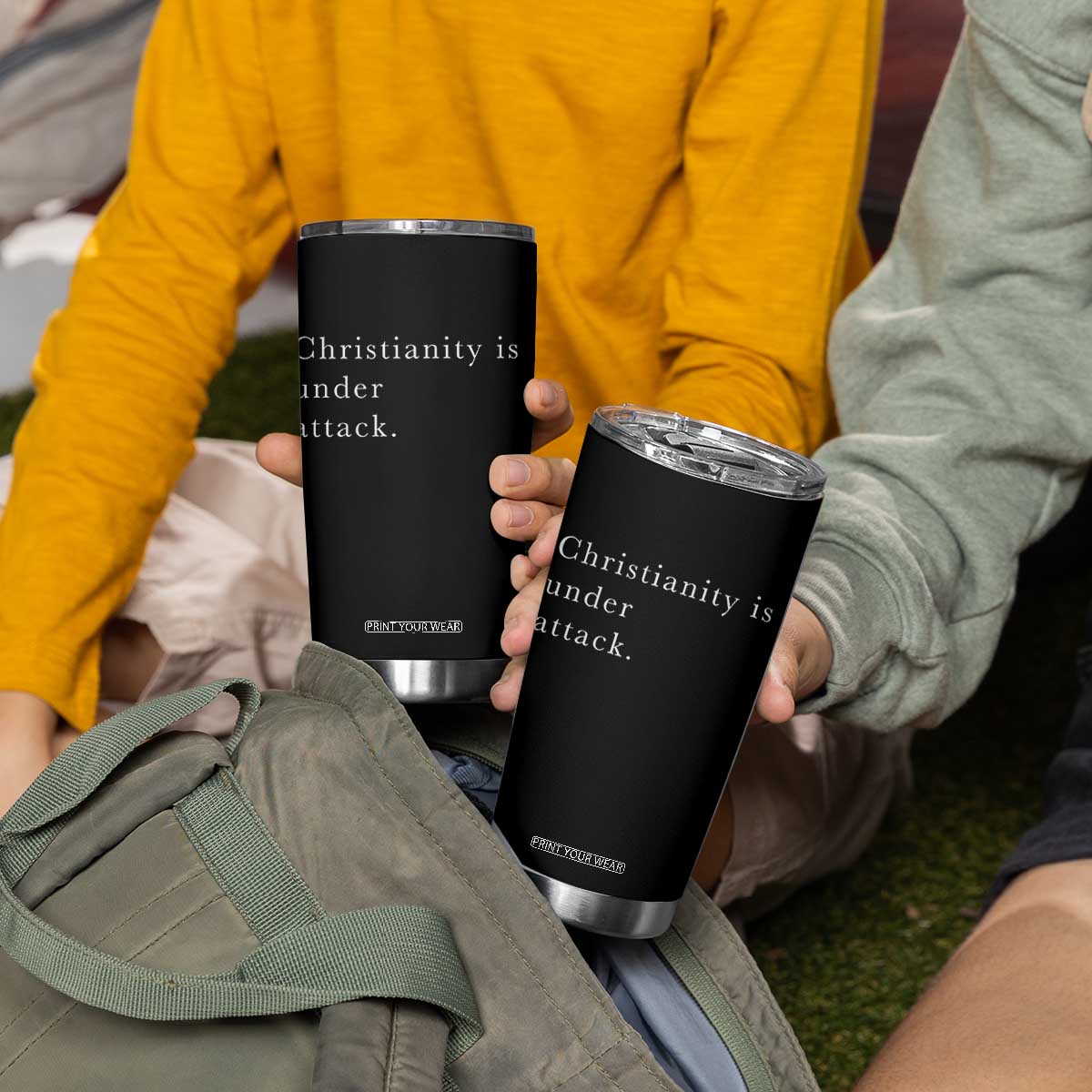 Christianity Is Under Attack Tumbler Cup Pray for Grand Blanc Michigan Faith Support TS02 Print Your Wear