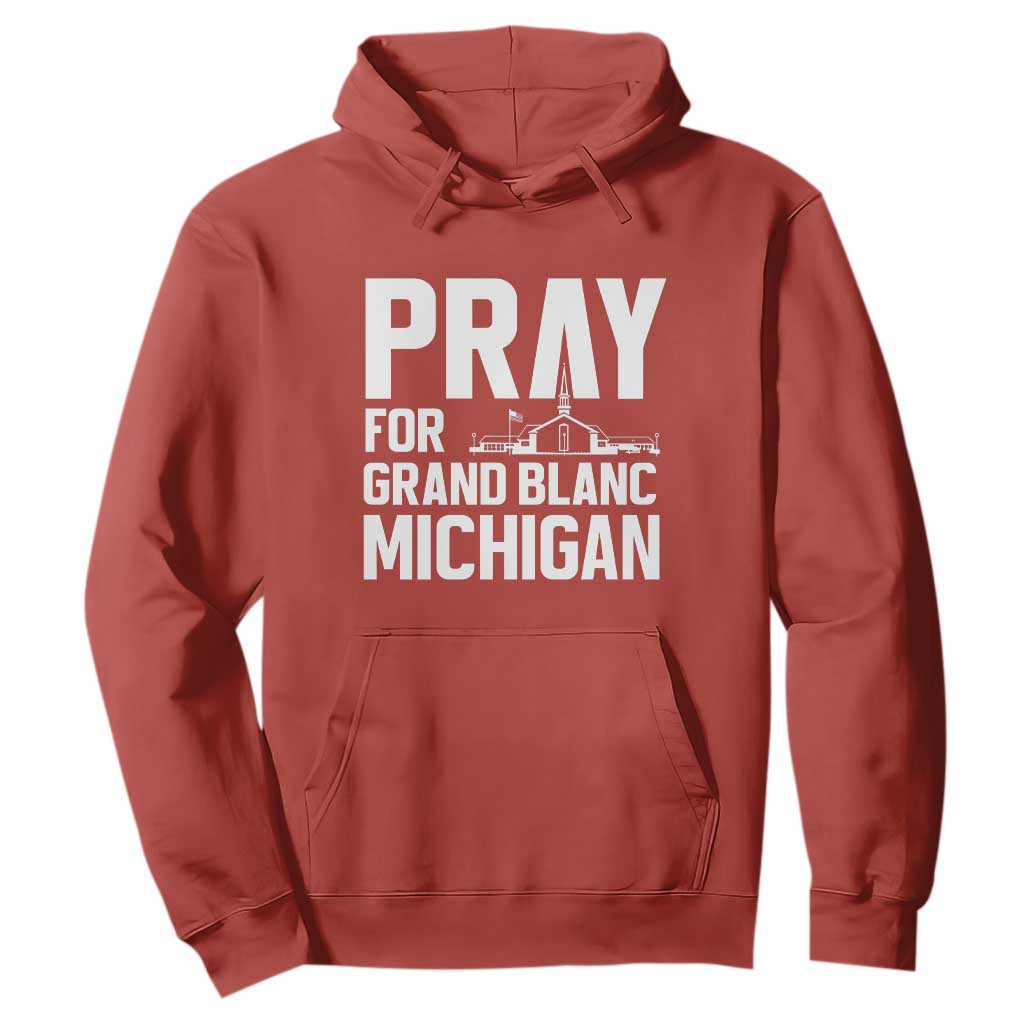 Pray for Grand Blanc Michigan Hoodie Faith and Community Support TS02 Red Print Your Wear