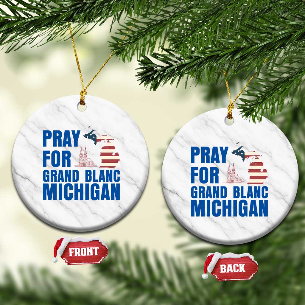 Pray for Grand Blanc Michigan Ceramic Ornament American Flag Christian Support TS02 1pc White Marble Print Your Wear