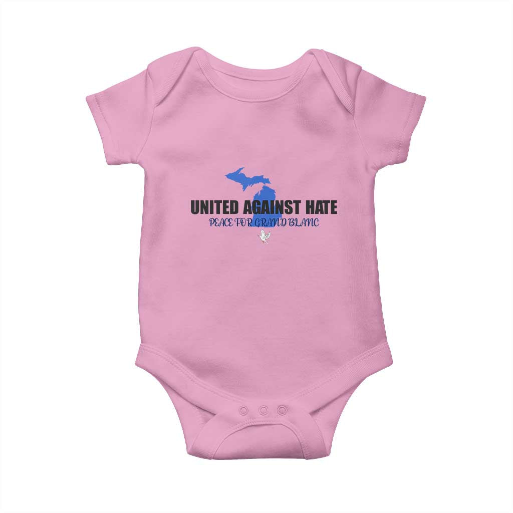Peace for Grand Blanc Michigan Baby Onesie United Against Hate TS02 Light Pink Print Your Wear