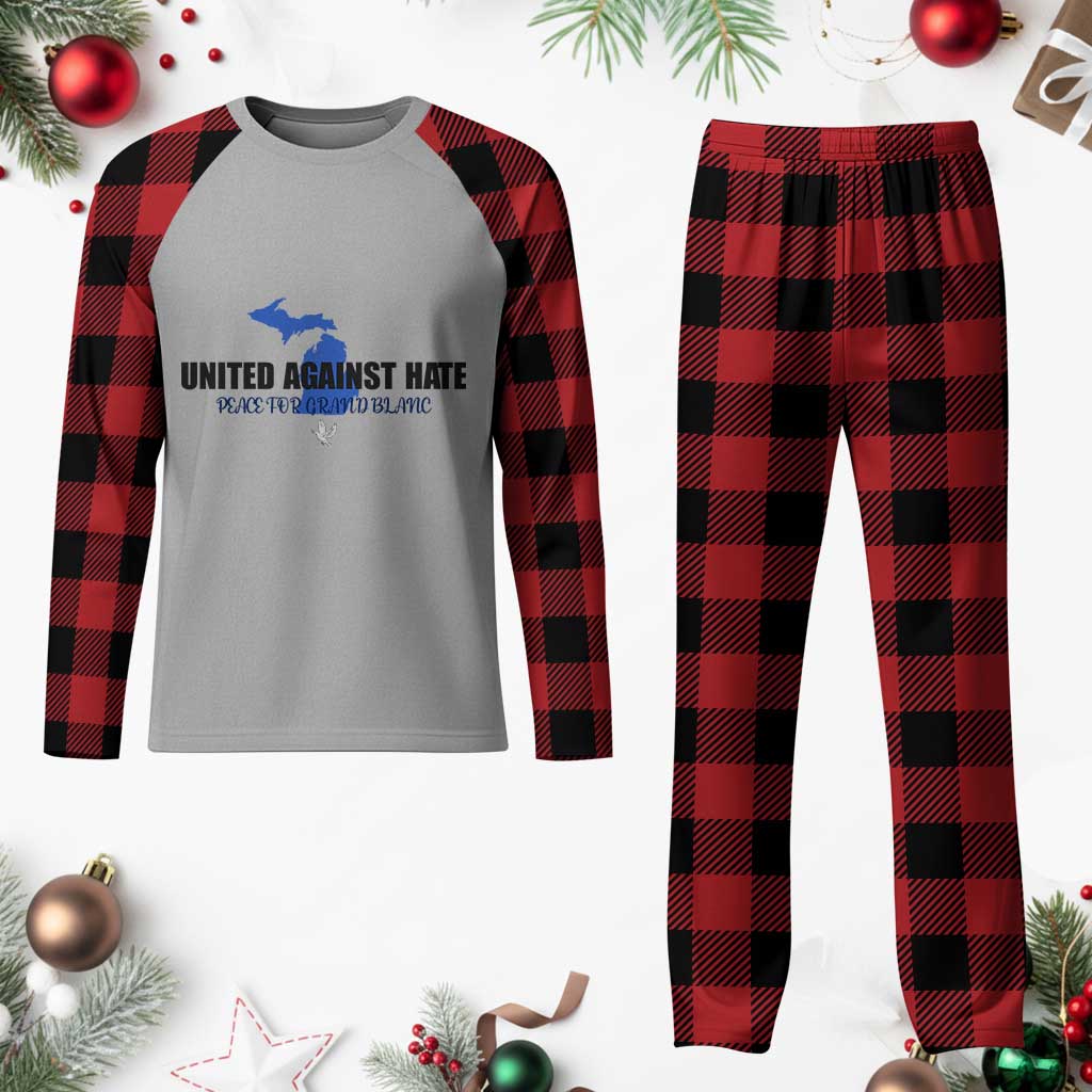 Peace for Grand Blanc Michigan Plaid Pajama Set United Against Hate TS02 Buffalo Plaid Print Your Wear