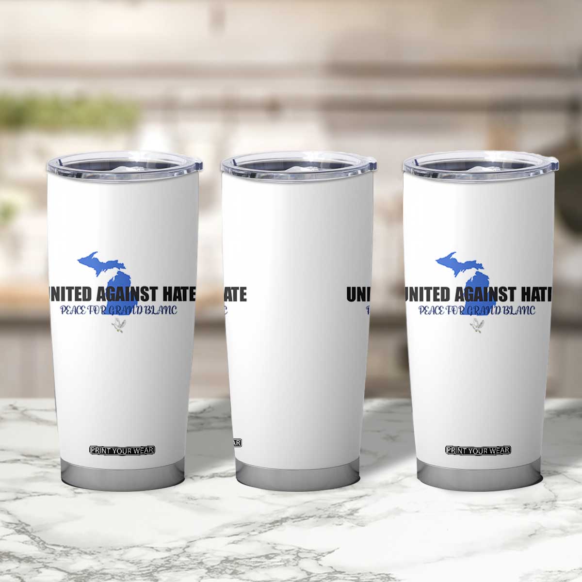 Peace for Grand Blanc Michigan Tumbler Cup United Against Hate TS02 Print Your Wear