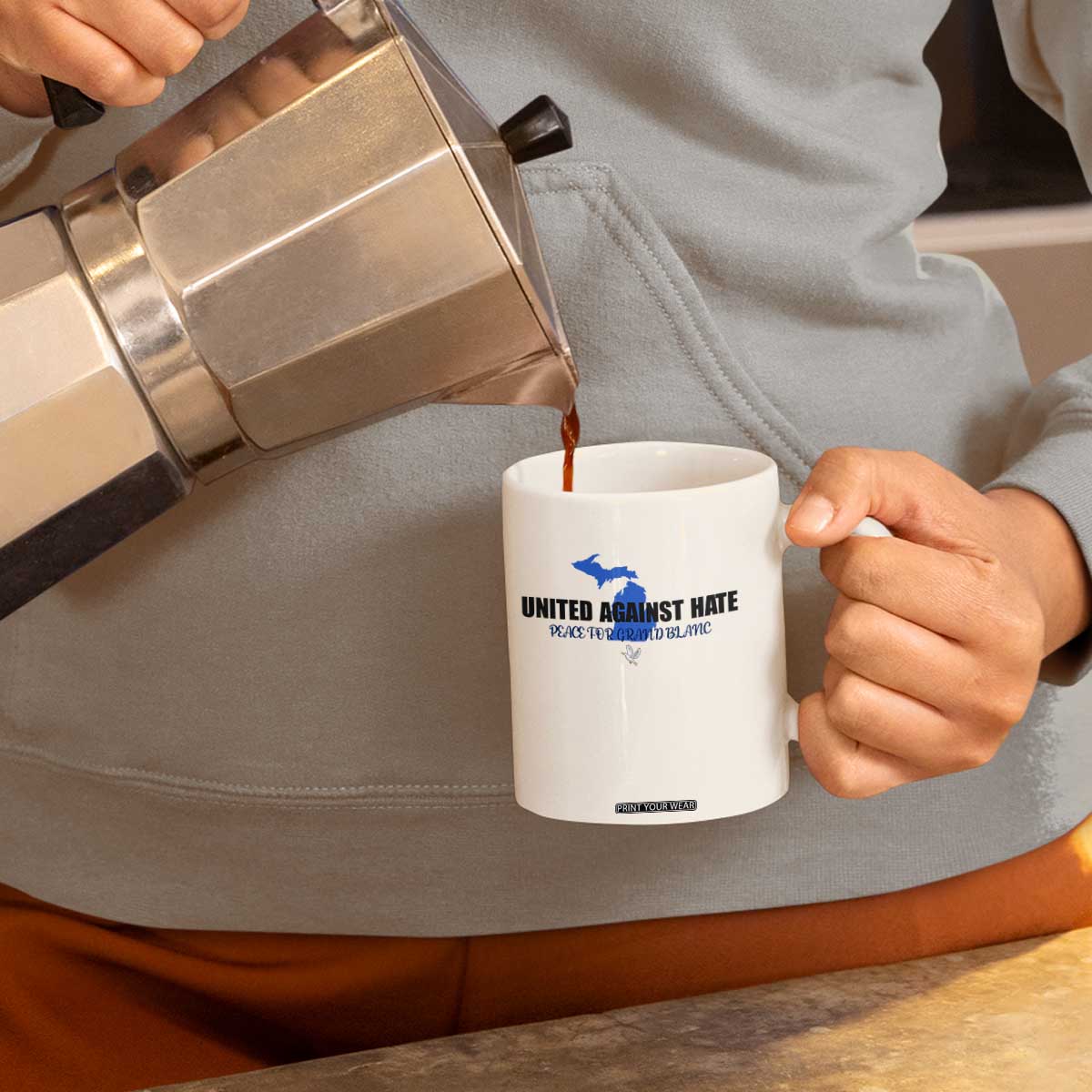 Peace for Grand Blanc Michigan Coffee Mug United Against Hate TS02 Print Your Wear