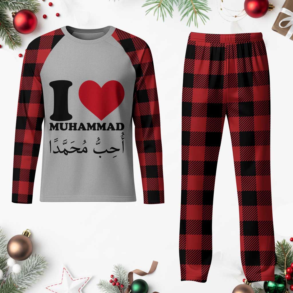 I Love Muhammad Plaid Pajama Set Musliam Identity Islamic Peace and Pride TS02 Buffalo Plaid Print Your Wear