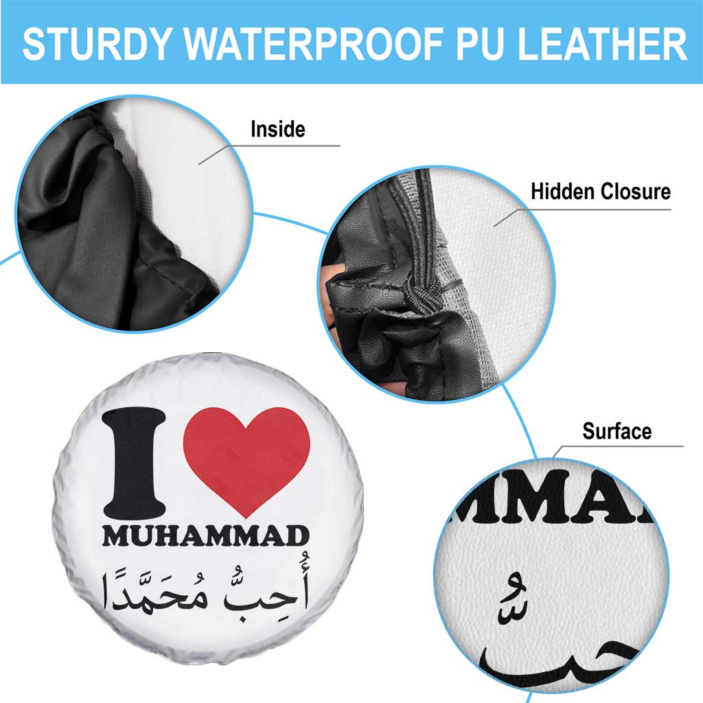 I Love Muhammad Spare Tire Cover Musliam Identity Islamic Peace and Pride TS02 Print Your Wear