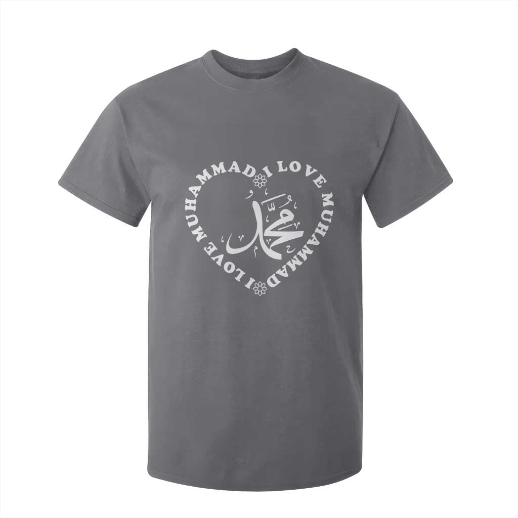 I Love Muhammad T Shirt For Kid Musliam Identity Peace Pride Islamic Calligraphy TS02 Charcoal Print Your Wear