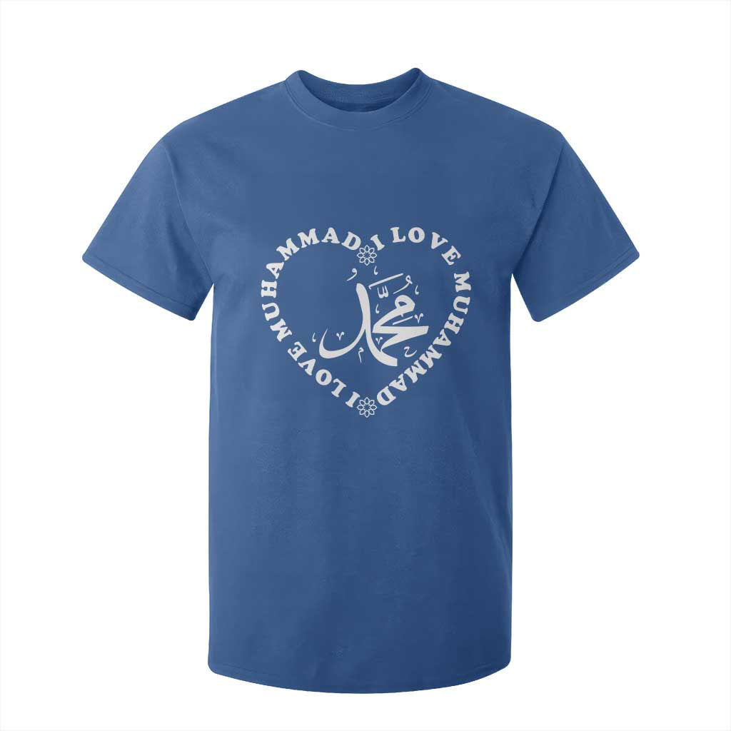 I Love Muhammad T Shirt For Kid Musliam Identity Peace Pride Islamic Calligraphy TS02 Royal Blue Print Your Wear