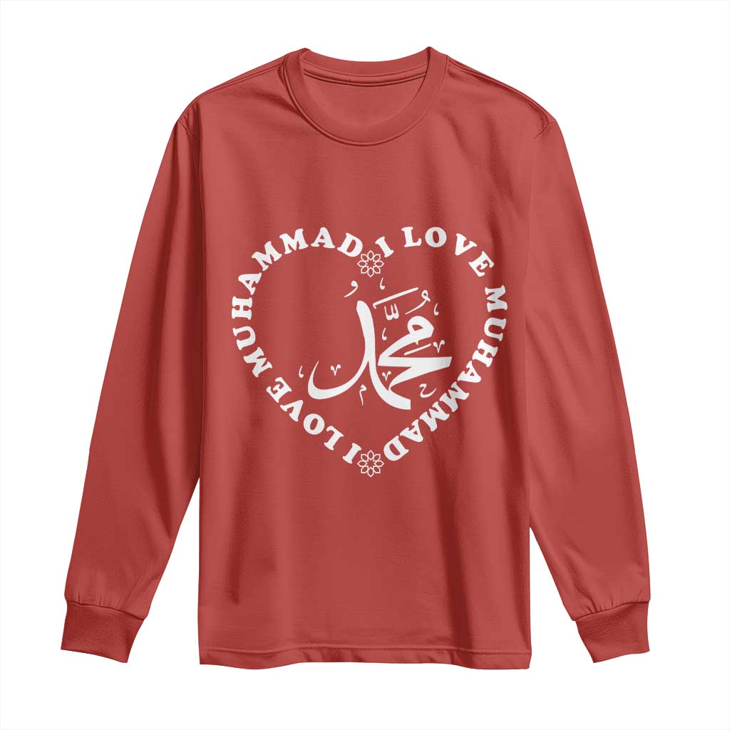 I Love Muhammad Long Sleeve Shirt Musliam Identity Peace Pride Islamic Calligraphy TS02 Red Print Your Wear