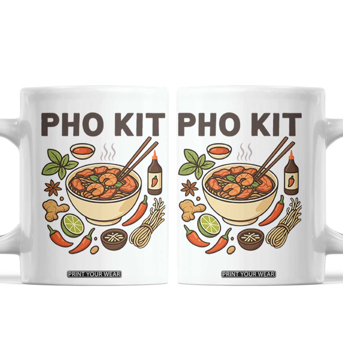 Funny Pho Kit Vietnamese Noodle Pun Coffee Mug Ramen Pho Lovers Hilarious Foodie Graphic TS02 White Print Your Wear