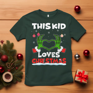 Funny Christmas T Shirt This Kid Loves Xmas Skeleton Heart TS02 Dark Forest Green Printyourwear