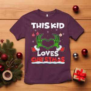 Funny Christmas T Shirt This Kid Loves Xmas Skeleton Heart TS02 Maroon Printyourwear