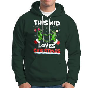 Funny Christmas Hoodie This Kid Loves Xmas Skeleton Heart TS02 Dark Forest Green Printyourwear