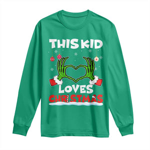 Funny Christmas Long Sleeve Shirt This Kid Loves Xmas Skeleton Heart TS02 Irish Green Print Your Wear