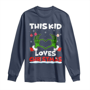 Funny Christmas Long Sleeve Shirt This Kid Loves Xmas Skeleton Heart TS02 Navy Print Your Wear