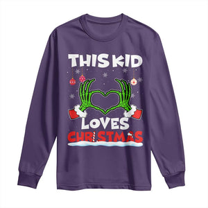 Funny Christmas Long Sleeve Shirt This Kid Loves Xmas Skeleton Heart TS02 Purple Print Your Wear