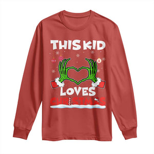 Funny Christmas Long Sleeve Shirt This Kid Loves Xmas Skeleton Heart TS02 Red Print Your Wear