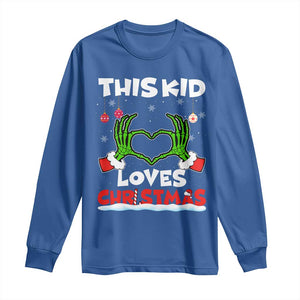 Funny Christmas Long Sleeve Shirt This Kid Loves Xmas Skeleton Heart TS02 Royal Blue Print Your Wear