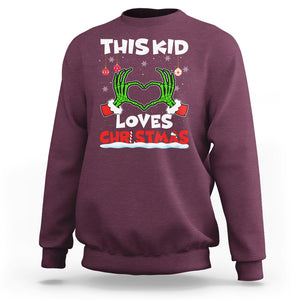 Funny Christmas Sweatshirt This Kid Loves Xmas Skeleton Heart TS02 Maroon Printyourwear