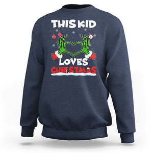 Funny Christmas Sweatshirt This Kid Loves Xmas Skeleton Heart TS02 Navy Printyourwear